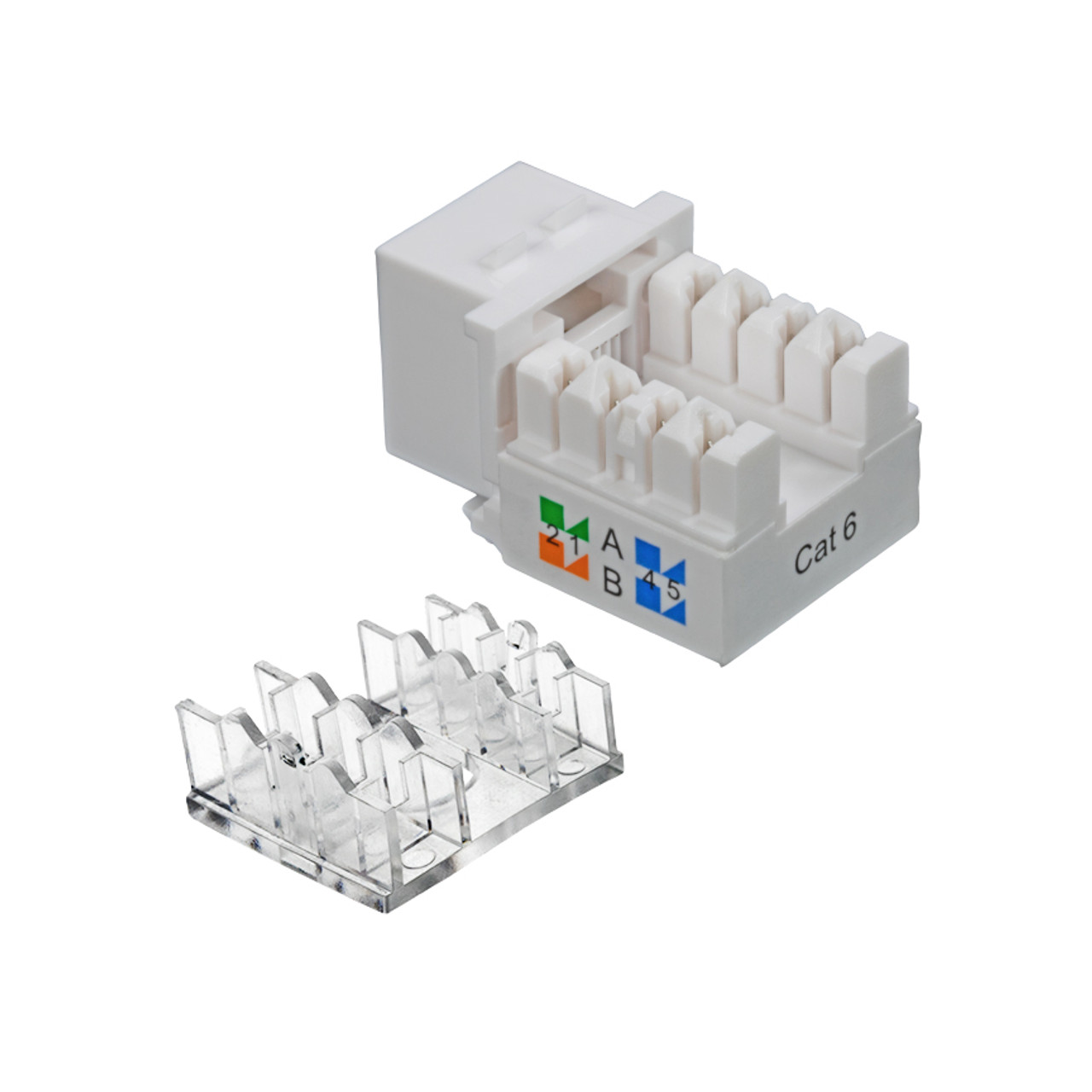 NavePoint CAT6 Ethernet Keystone Adapter Right Angle White 100-pack 