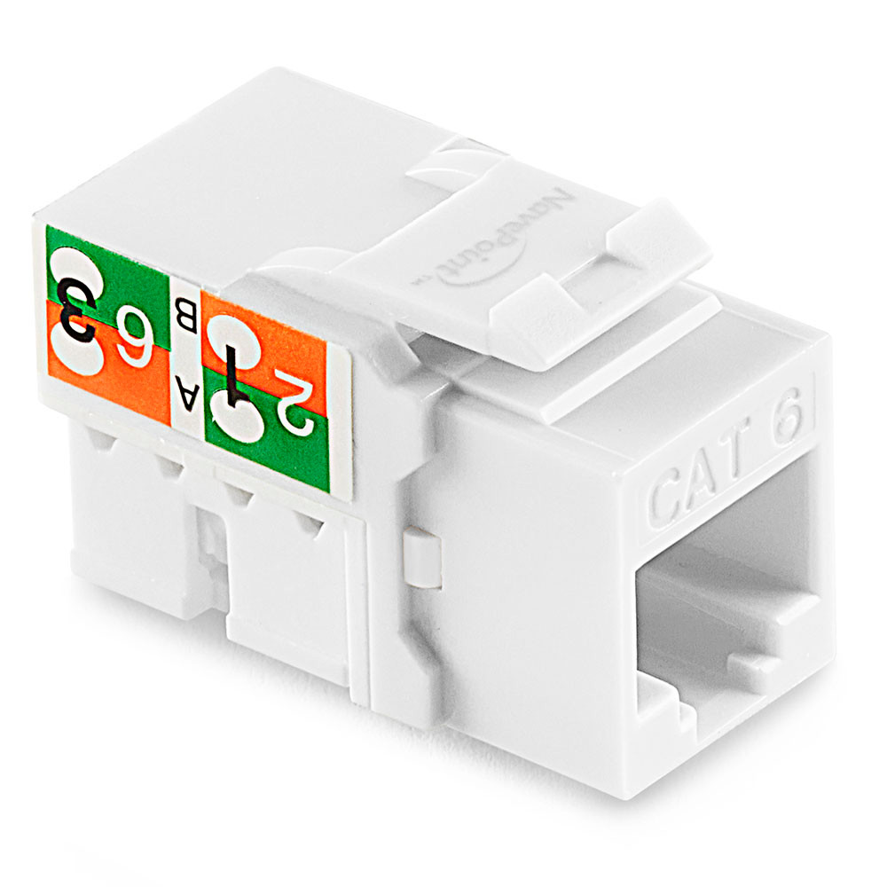 NavePoint90 Degree Cat6 Keystone Jack White 25-Pack: Cat6 Keystones