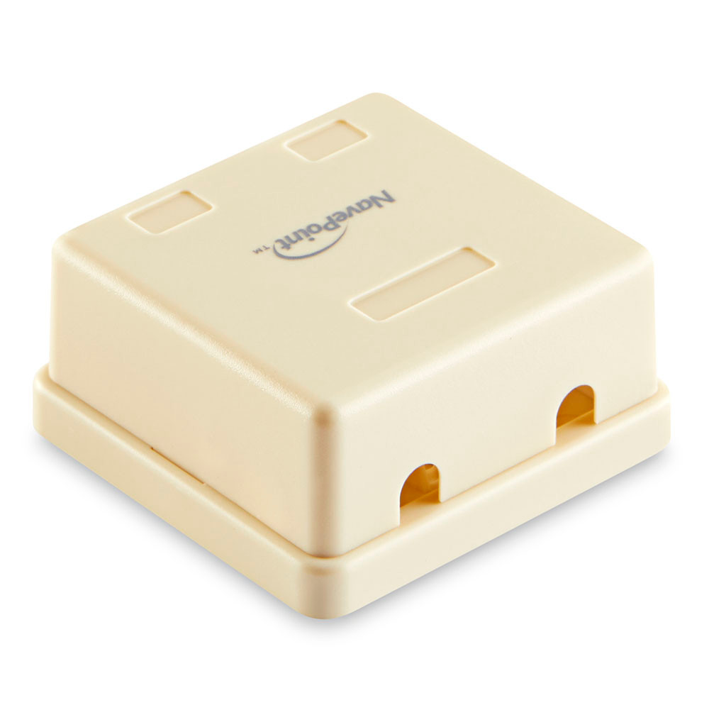 NavePoint Keystone Jack Surface-Mount Box 2-Port Ivory 10-Pack