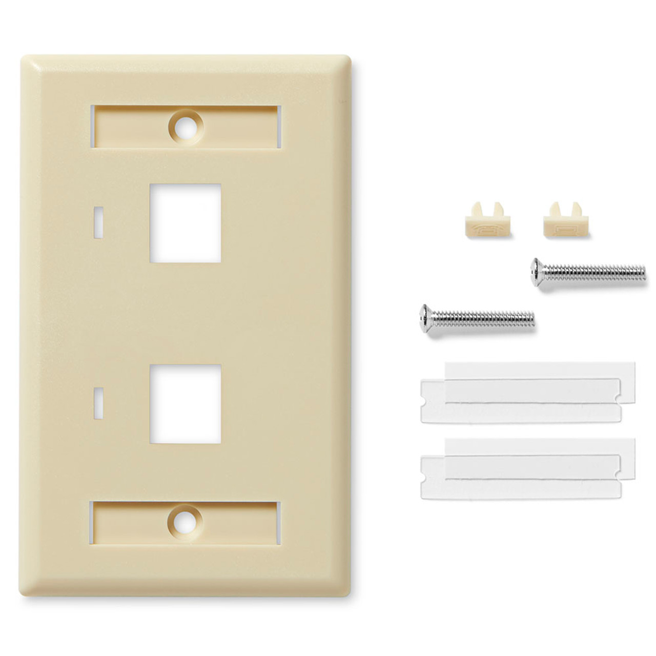 NavePoint Keystone Jack Wall Plate 2-Port Ivory 10-Pack