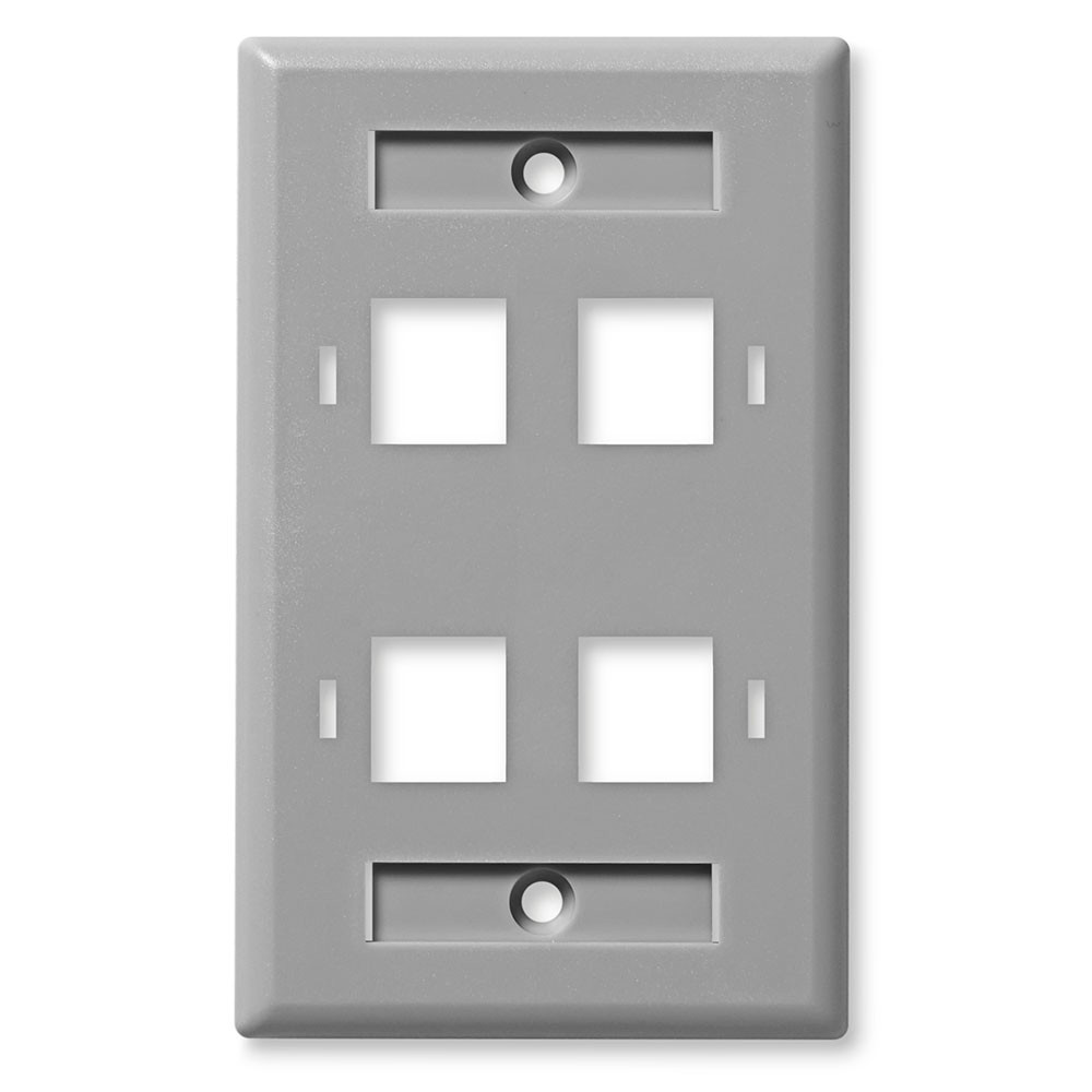 NavePoint Keystone Jack Wall Plate 4-Port Gray 10-Pack : Keystones