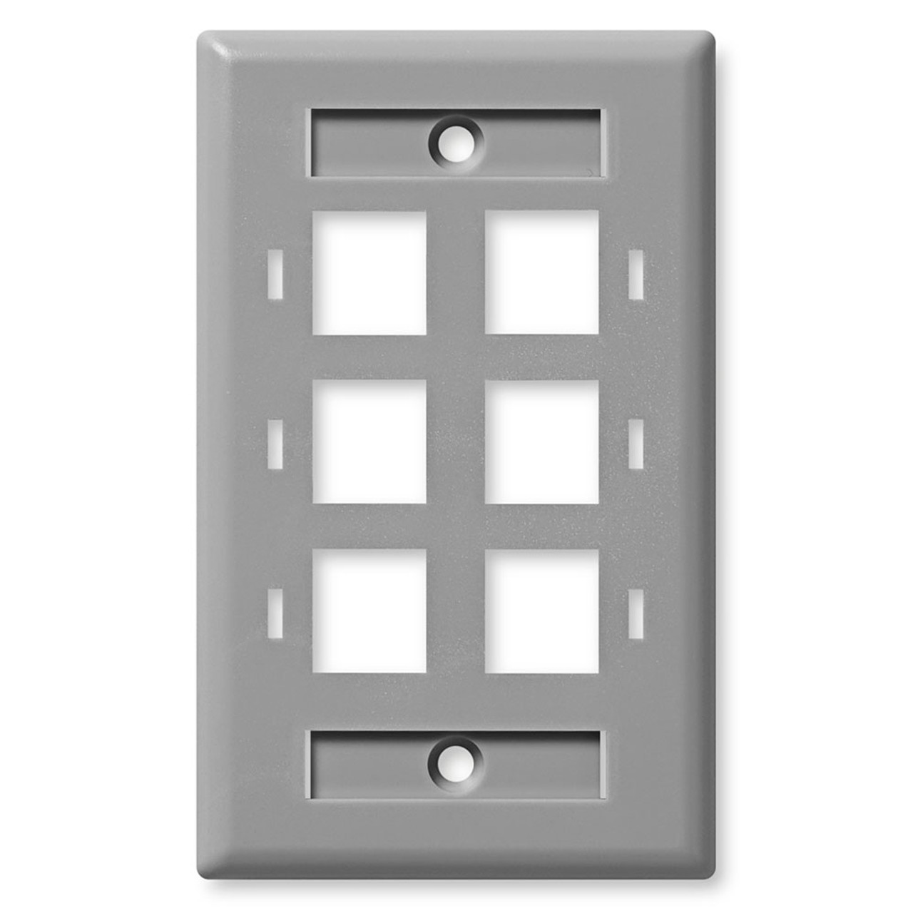 NavePoint Keystone Jack Wall Plate 6-Port Gray 10-Pack