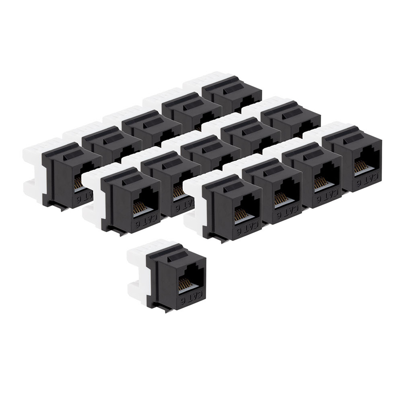 CAT6 Keystone Jack, Snap-In, 180-Degree Termination, Thermoplastic , Black, 25-Pack, CE Compliant