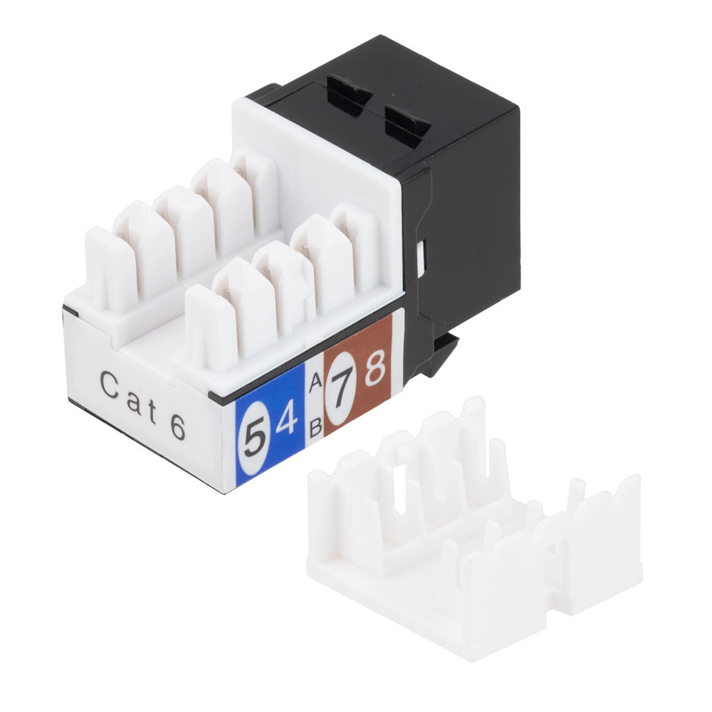 CAT6 Keystone Jack, Snap-In, 90-Degree Termination, Thermoplastic