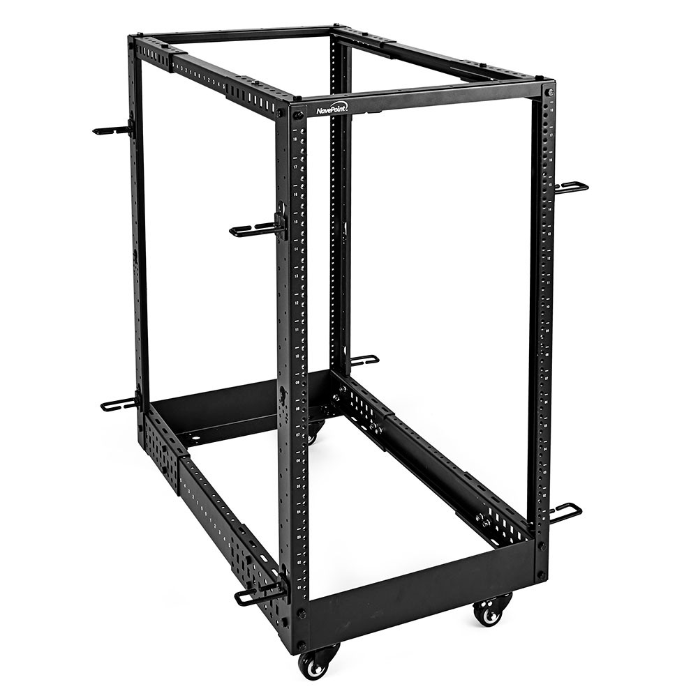 NavePoint 18U4-Post Open Frame Server Rack, Adjustable Depth with
