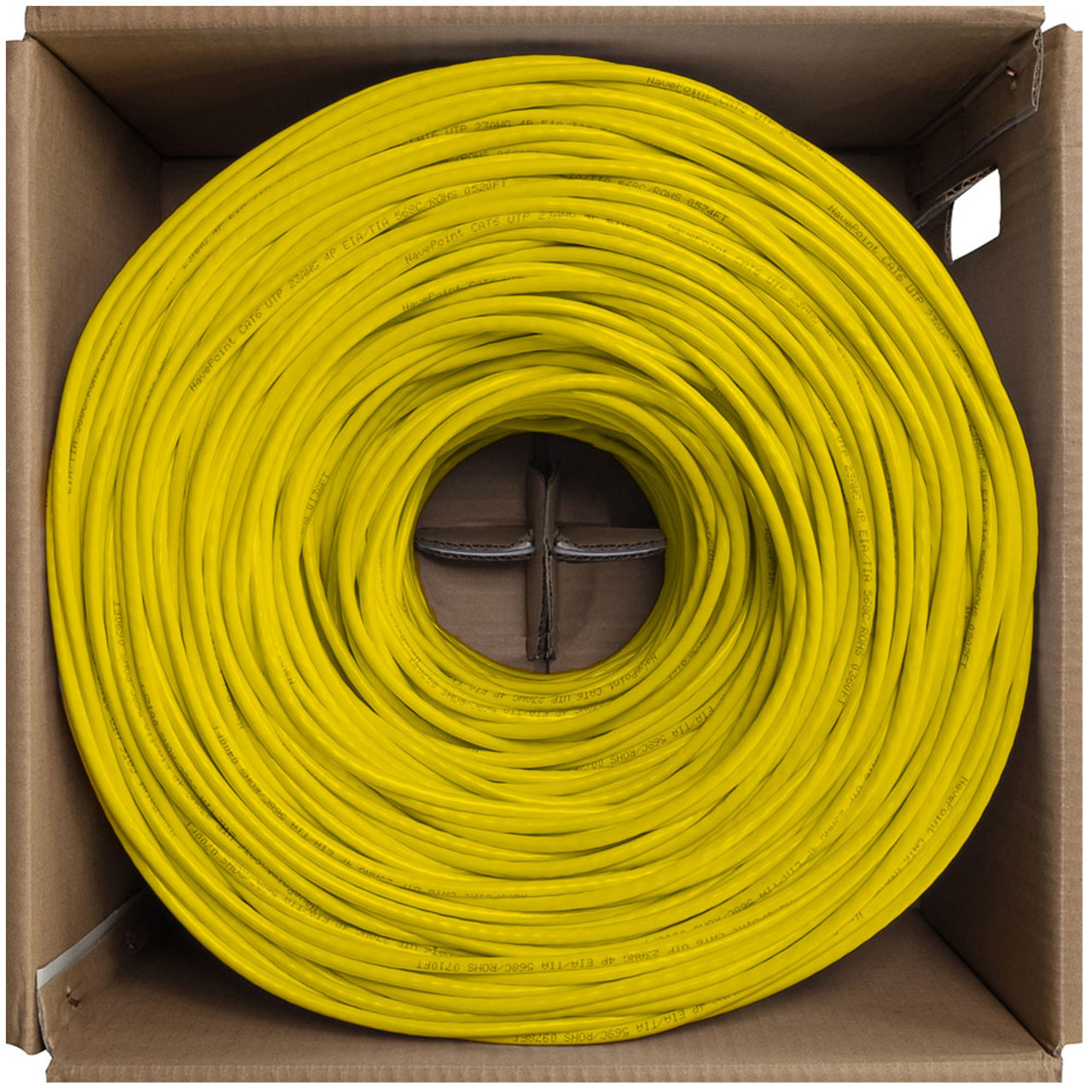 NavePoint CAT6 Bulk Network Cable Ethernet UTP Plenum CMP - 1000 Ft Yellow