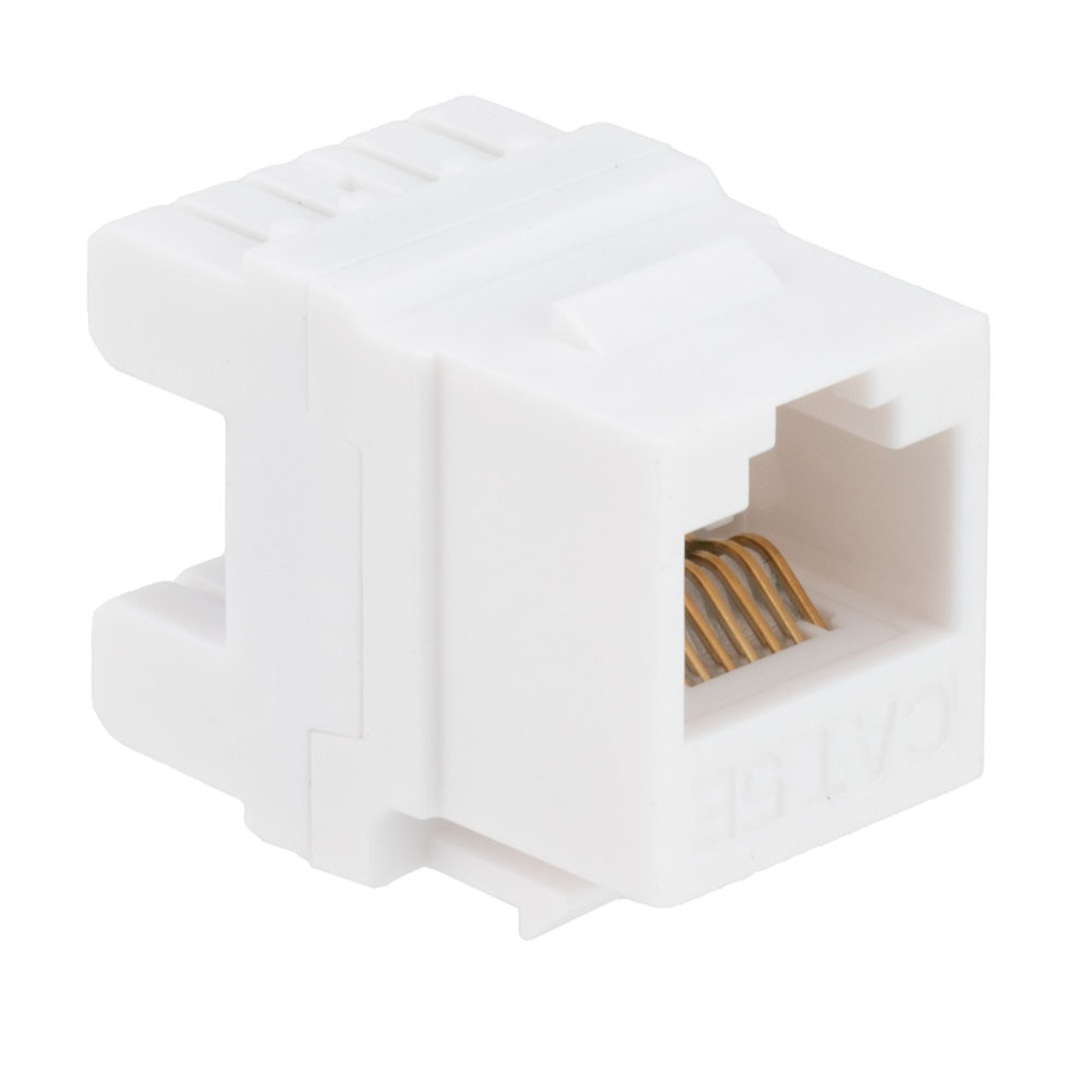 CAT5E Keystone Jack, Snap-In, 180-Degree Termination, Thermoplastic , White, 15-Pack, CE Compliant