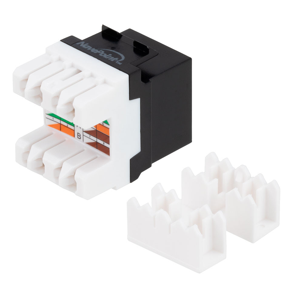 CAT6 Keystone Jack, Snap-In, 180-Degree Termination, Thermoplastic