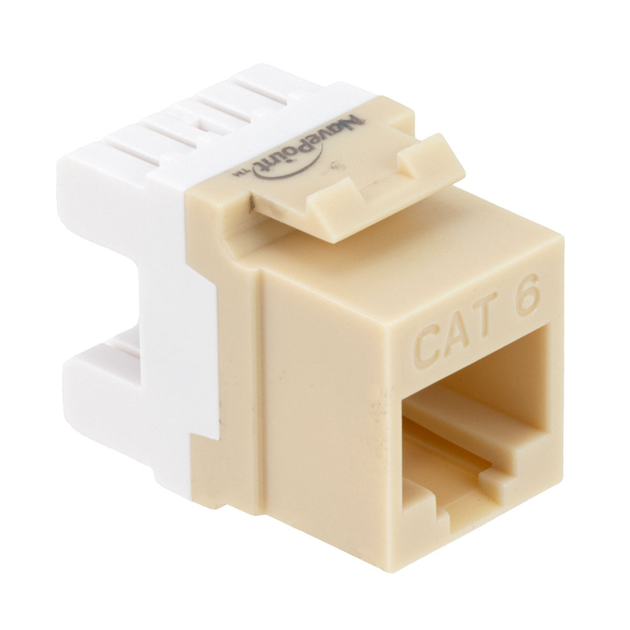 CAT6 Keystone Jack, Snap-In, 180-Degree Termination, Thermoplastic , Ivory, 15-Pack, CE Compliant