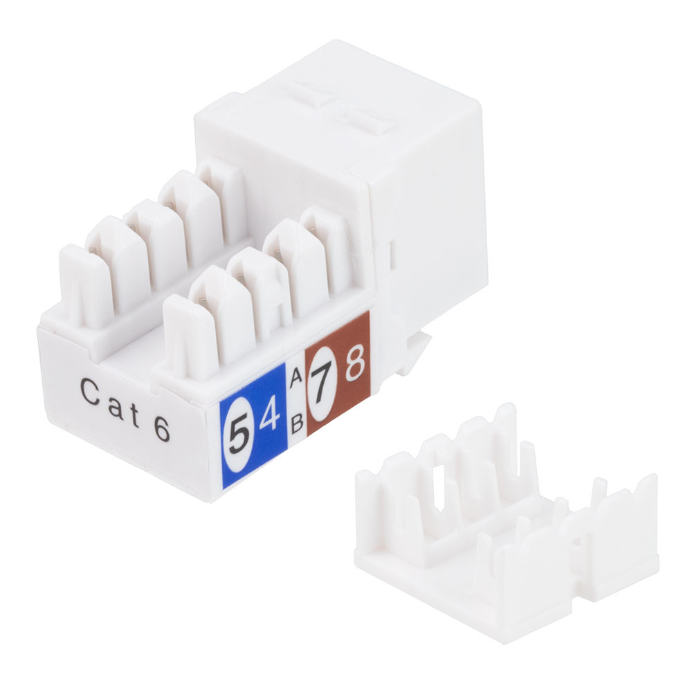 CAT6 Keystone Jack, Snap-In, 90-Degree Termination, Thermoplastic