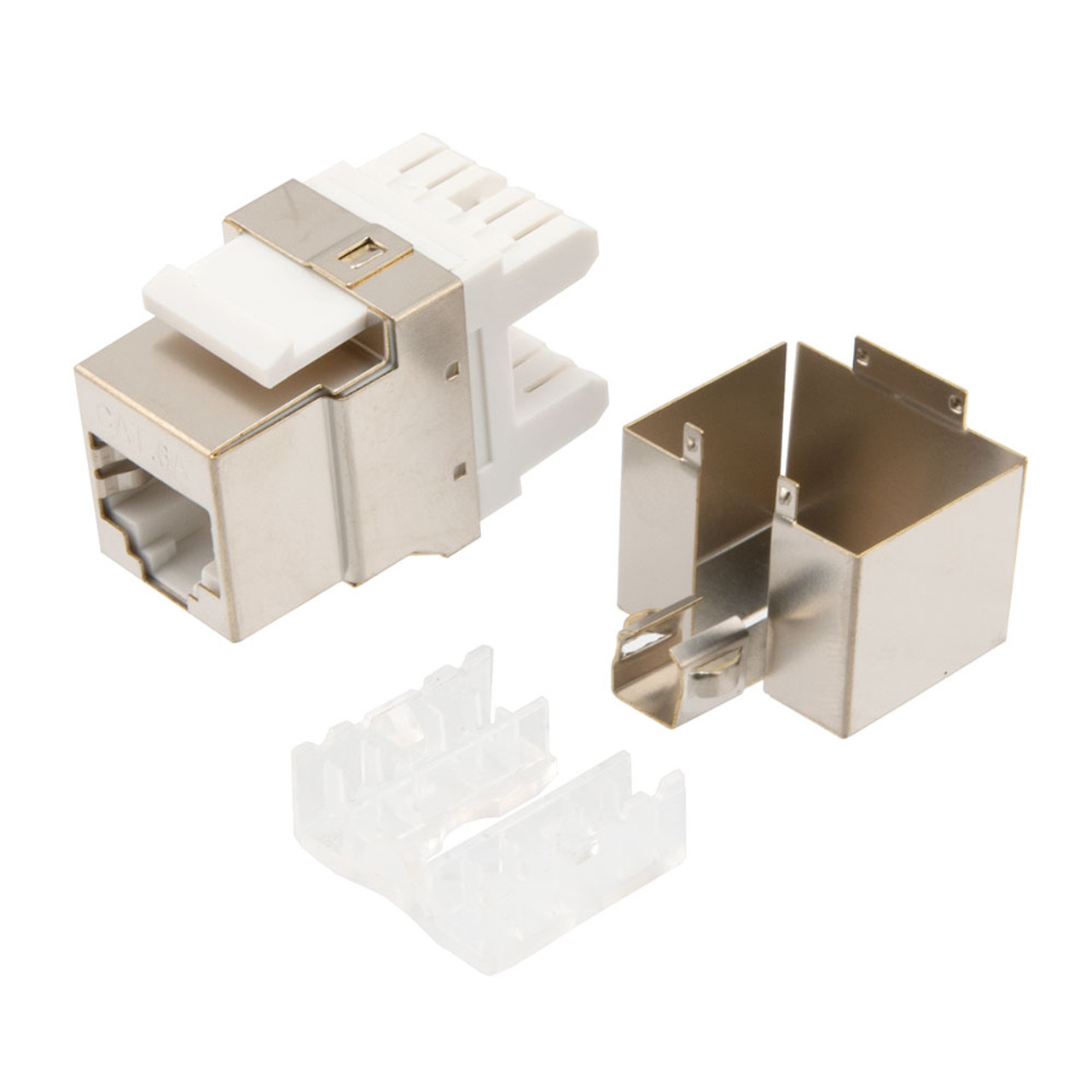 180 Degree CAT6A Keystone Jack, RJ45 female, 15 pack, FTP Shielded