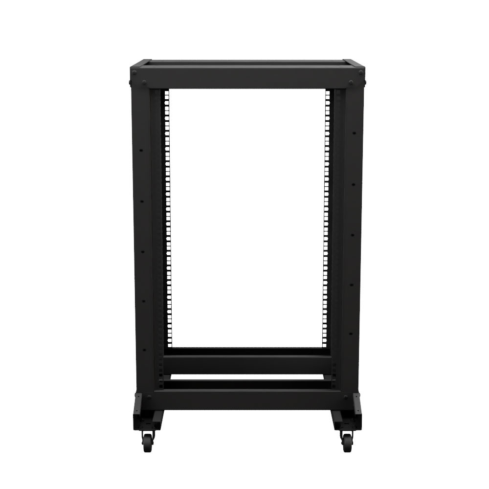 NavePoint 4-Post Adjustable Rack, 18U, Cage Nuts, Includes Casters