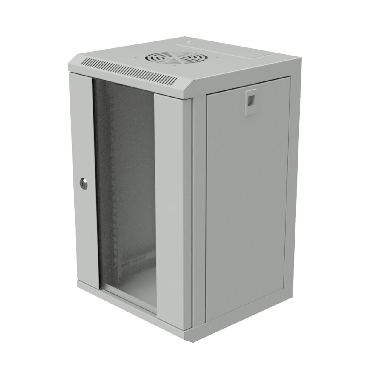 11.8 in Wall Mount Network Cabinet, 9U, Tempered Glass, Reversible, Gray