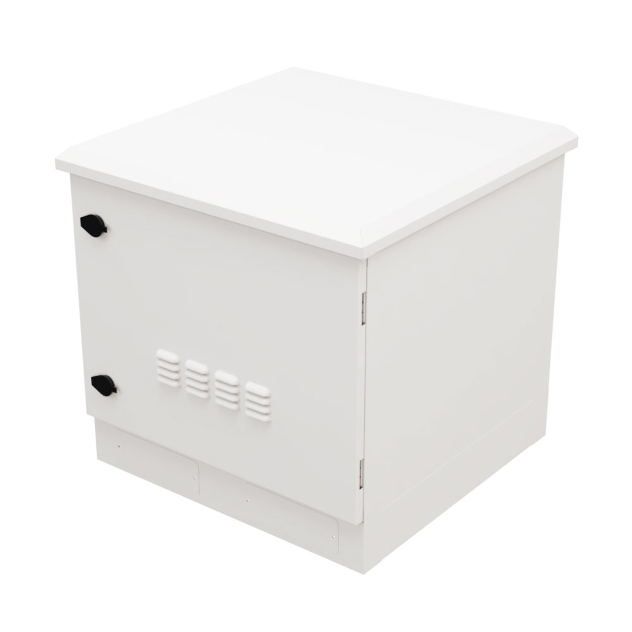 Floor Mount Outdoor Network Cabinet, 9U, Fans with Temperature Control, White, IP56-Rated