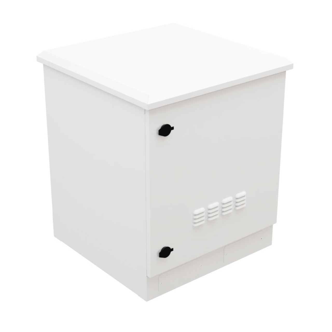 Floor Mount Outdoor Network Cabinet, 12U, Fans with Temperature Control, White, IP66-Rated
