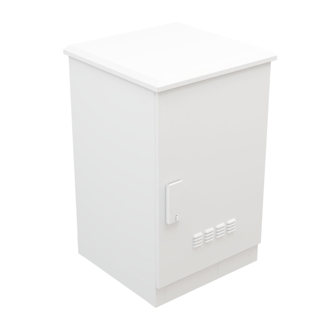 Floor Mount Outdoor Network Cabinet, 18U, Fans with Temperature Control, White, IP56-Rated