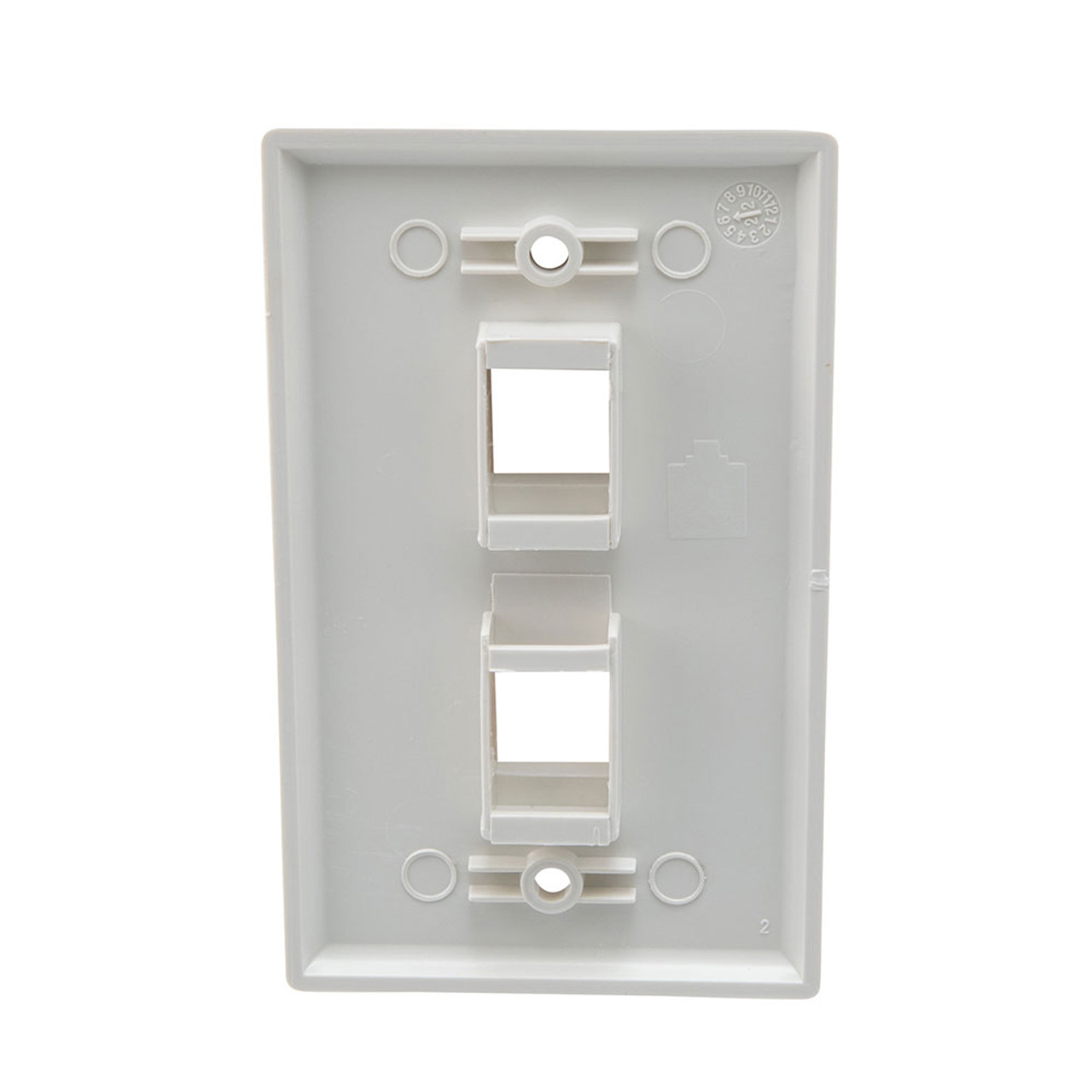 Snap-In Keystone Jack Flush Mount Wall Plate, ABS, 2-Port, White, 10-Pack