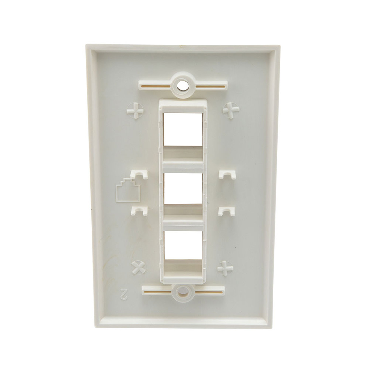 Snap-In Keystone Jack Flush Mount Wall Plate, ABS, 3-Port, White, 10-Pack