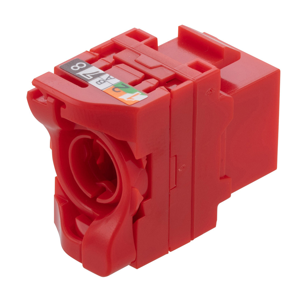 NavePointCAT6A Unshielded Toolless Inline Coupler, 25 pack, Red