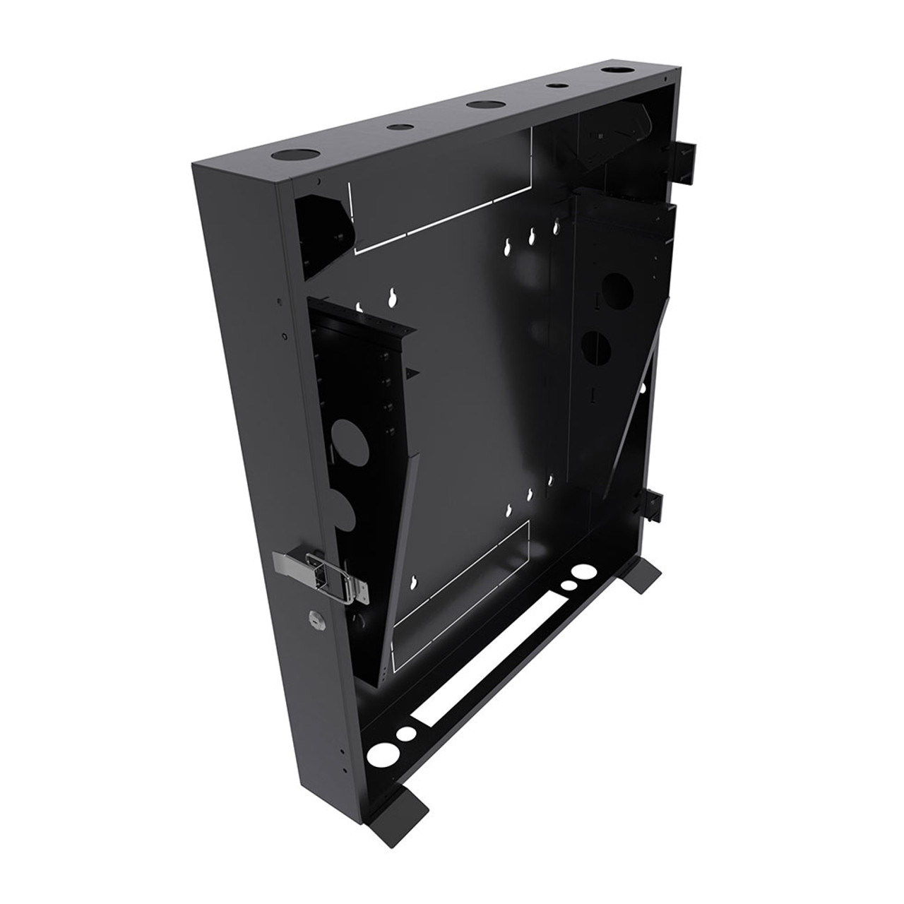 3U Vertical Wall Mount Enclosure, 16.7 inch (425mm) to 19.6 inch (500mm) depth, Cold-rolled Steel, Black
