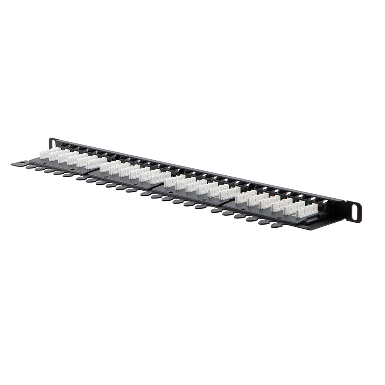 NavePoint 19-inch wide 24-Port CAT6A UnShielded Patch Panel, 0.5U, Black