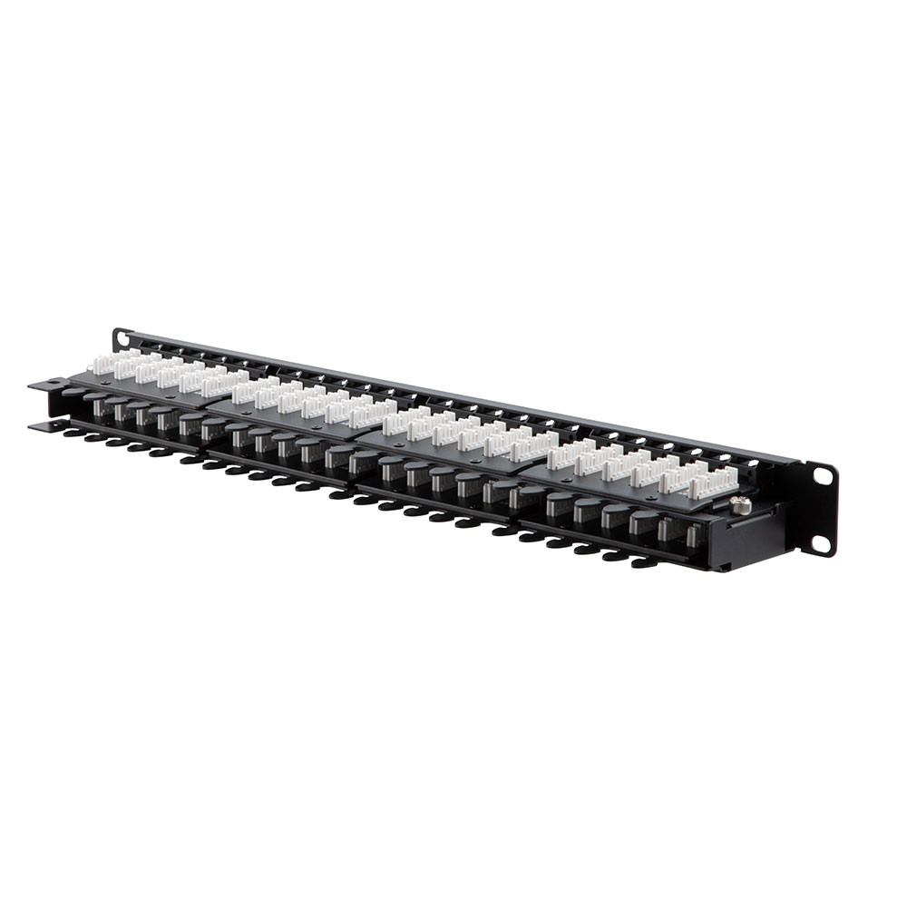 NavePoint 19-inch wide 48 Port CAT6A Unshielded Patch Panel, 1U, Black