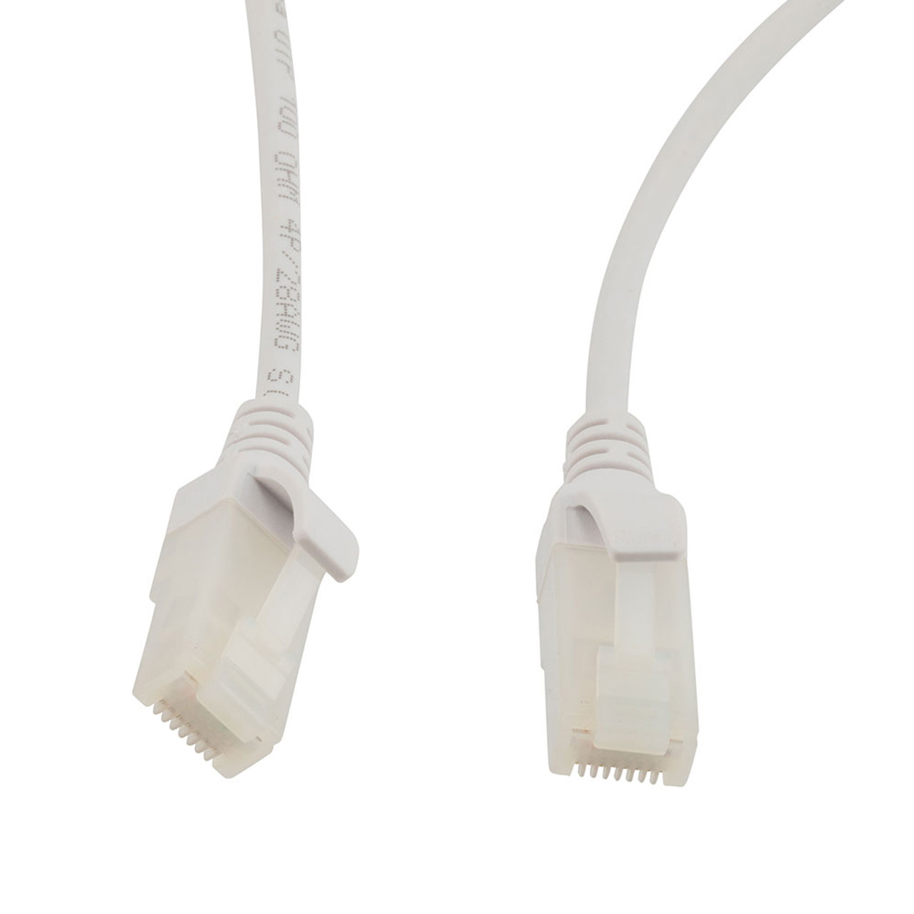 Category 6a 10 Gbps Slim Ethernet Antibacterial Antimicrobial Cable Assembly, RJ45 Male/Plug, U/UTP, 28 AWG, PVC Antibacterial, White, 5 FT