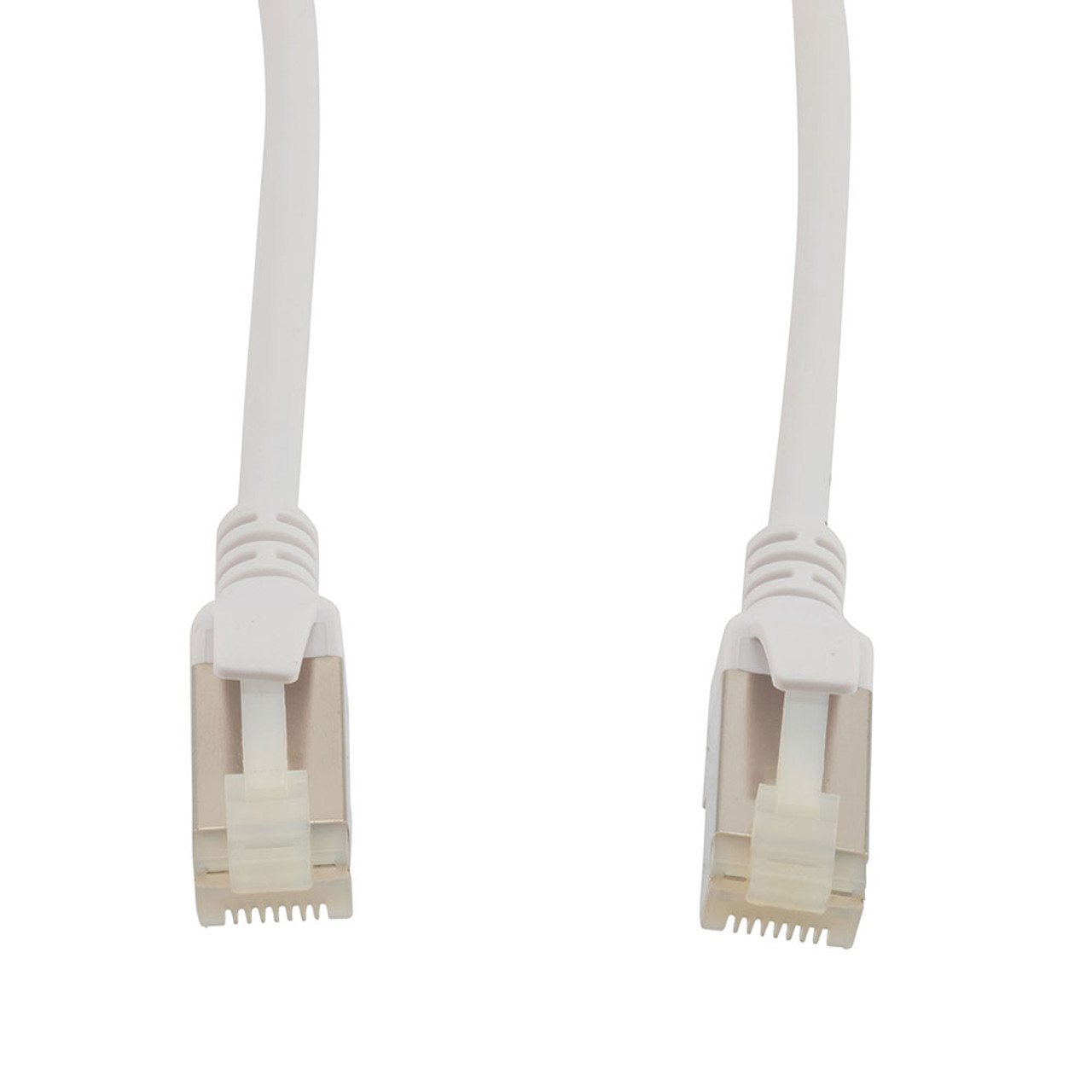 Category 6a 10 Gbps Slim Ethernet Antibacterial Antimicrobial Cable Assembly, RJ45 Male/Plug, S/FTP, 30 AWG, PVC Antibacterial, White, 1 FT