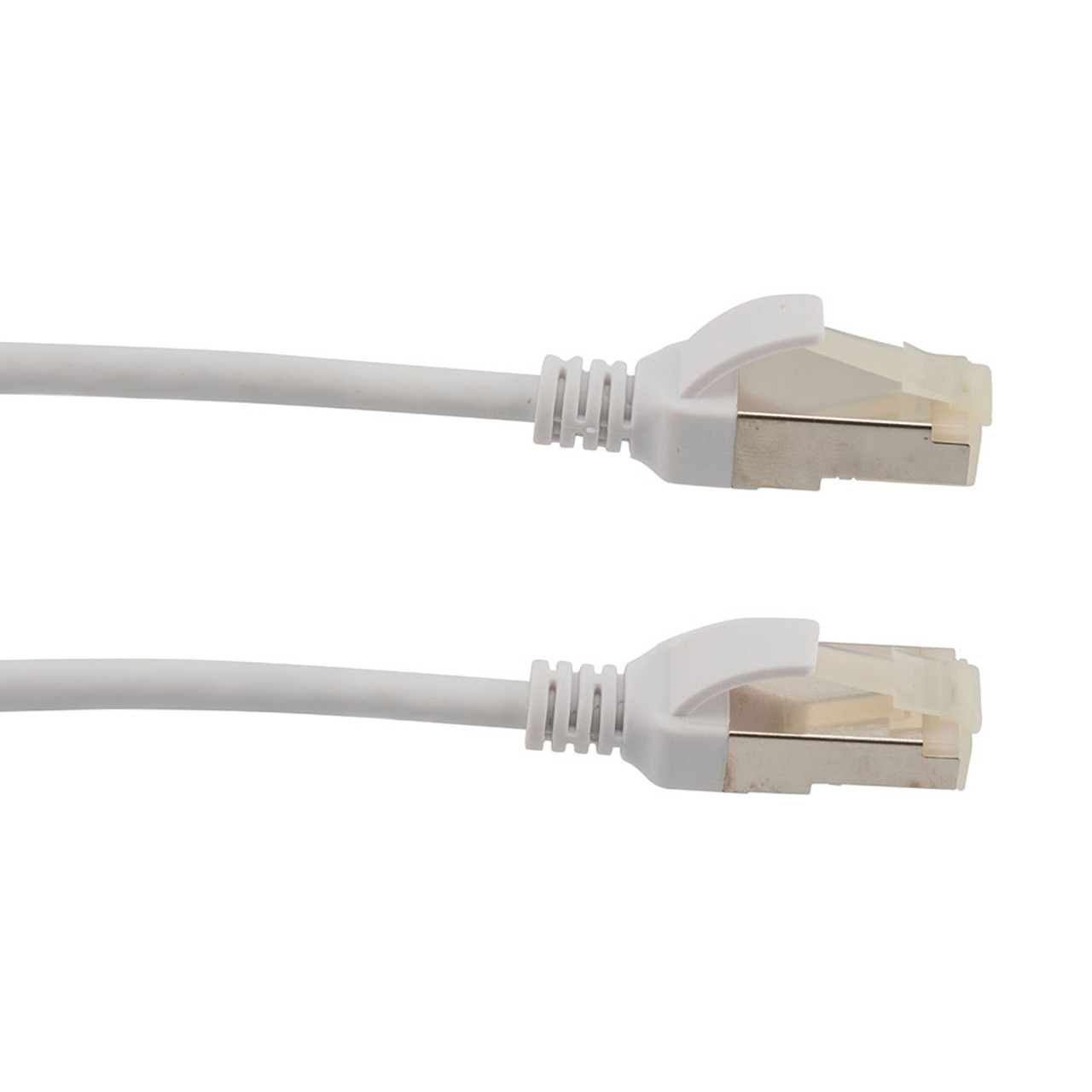 Category 6a 10 Gbps Slim Ethernet Antibacterial Antimicrobial Cable Assembly, RJ45 Male/Plug, S/FTP, 30 AWG, PVC Antibacterial, White, 5 FT