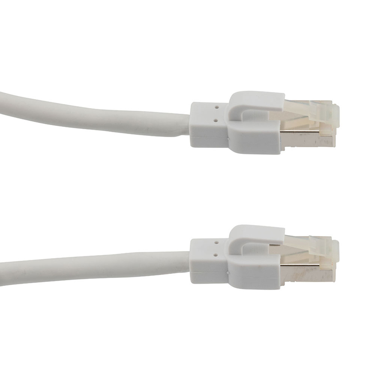 Category 6a 10 Gbps Ethernet Antibacterial Antimicrobial Cable Assembly, RJ45 Male/Plug, S/FTP, CM LSZH, 26 AWG, ANTIBACTERIAL LSZH, White, 1 FT