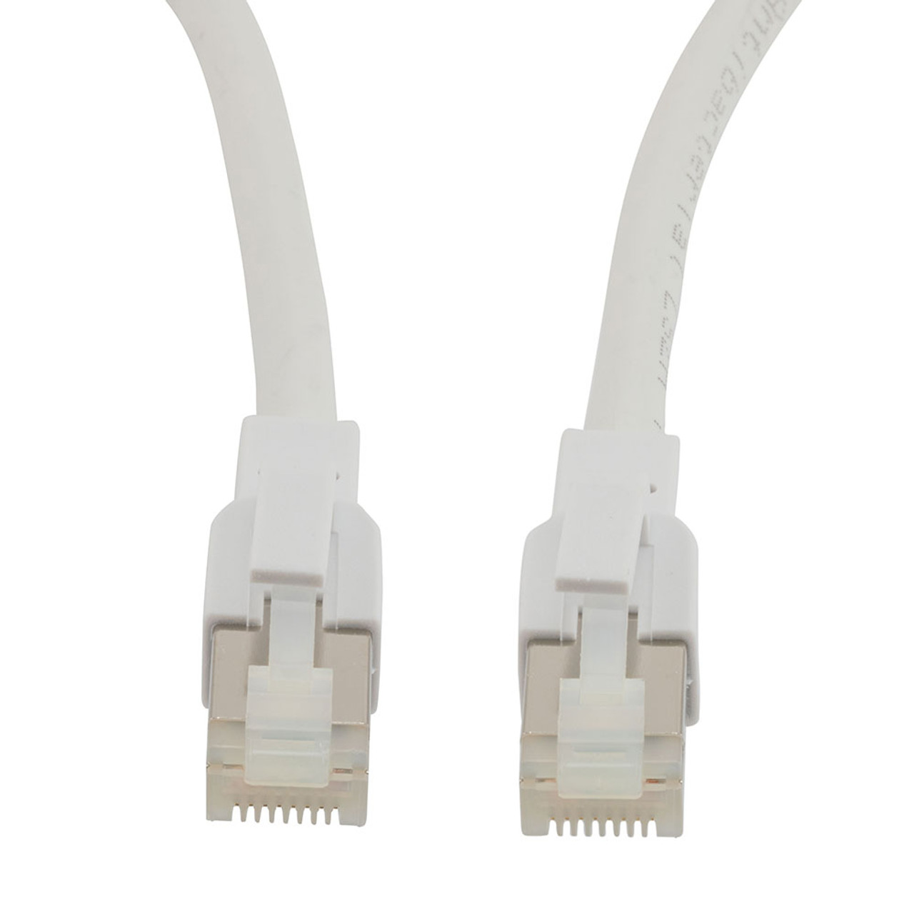 Category 6a 10 Gbps Ethernet Antibacterial Antimicrobial Cable Assembly, RJ45 Male/Plug, S/FTP, CM LSZH, 26 AWG, ANTIBACTERIAL LSZH, White, 7 FT