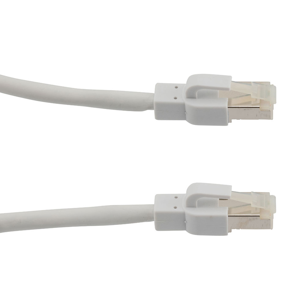 Category 6a 10 Gbps Ethernet Antibacterial Antimicrobial Cable Assembly, RJ45 Male/Plug, S/FTP, CM LSZH, 26 AWG, ANTIBACTERIAL LSZH, White, 25 FT