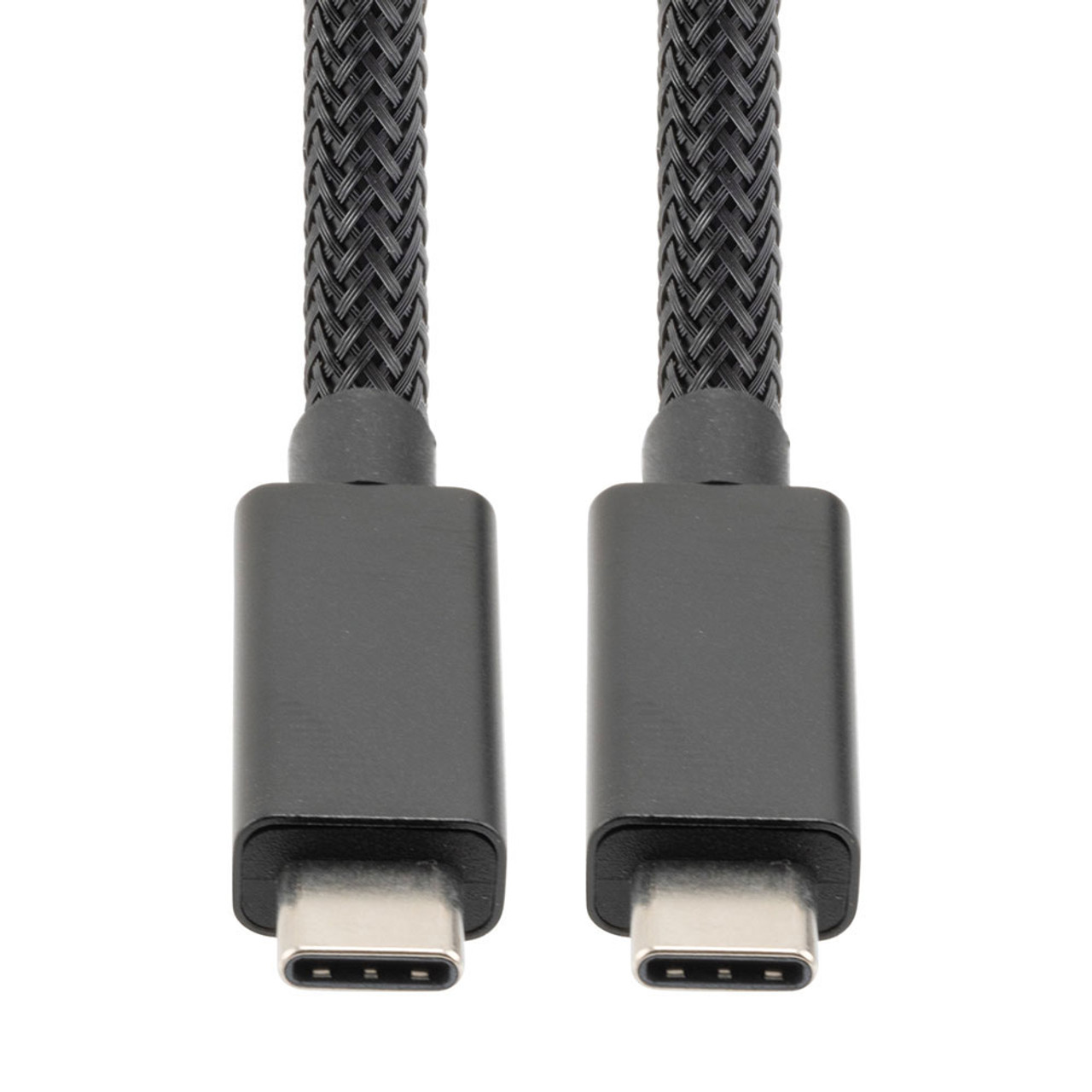 NavePoint USB C 3.1 Male to USB C 3.1 Male Cable, Aluminum Shell, Supports 20 Volts/5 Amps, 10 Gbps, Black Nylon Braid, 2M Length