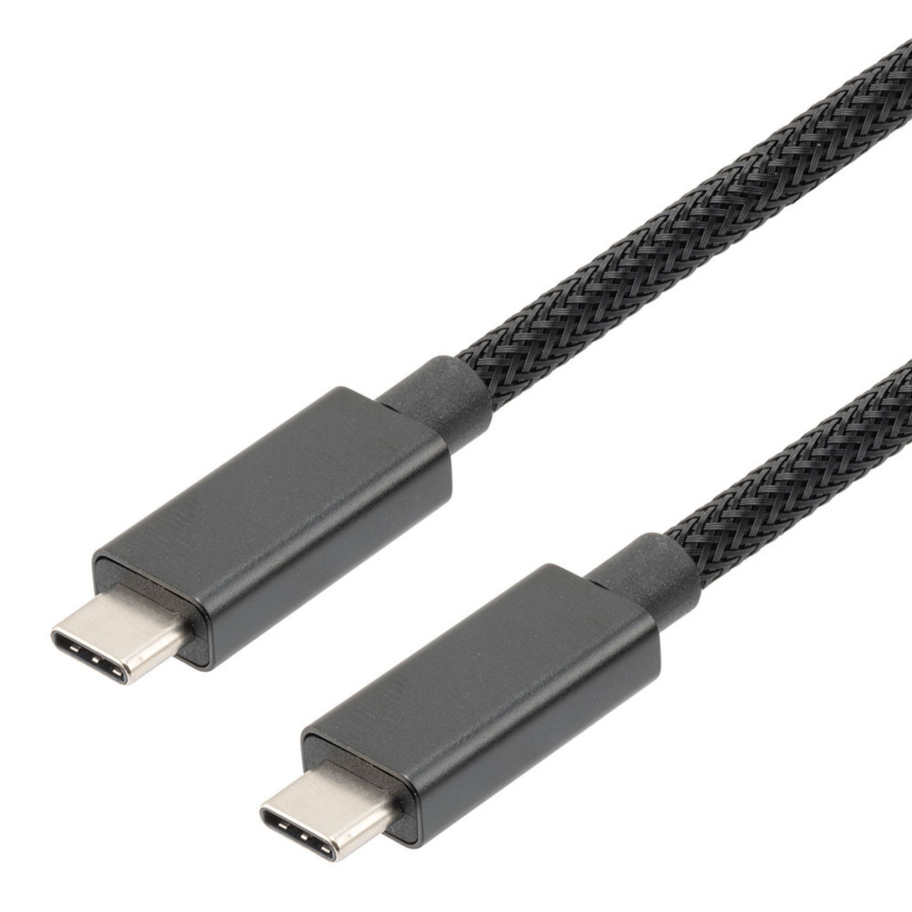 NavePoint USB C 3.1 Male to USB C 3.1 Male Cable, Aluminum Shell, Supports 20 Volts/5 Amps, 10 Gbps, Black Nylon Braid, 2M Length