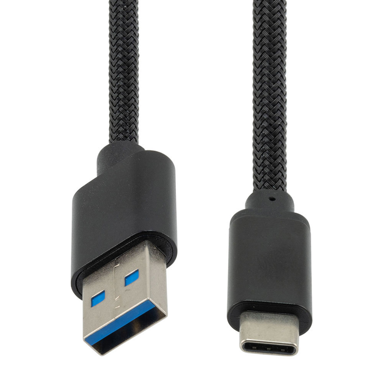 NavePoint USB A 3.0 Male to USB C 3.0 Male Cable, Aluminum Shell, Supports 5 Volts/2 Amps, 5 Gbps, Black Nylon Braid, 3M Length