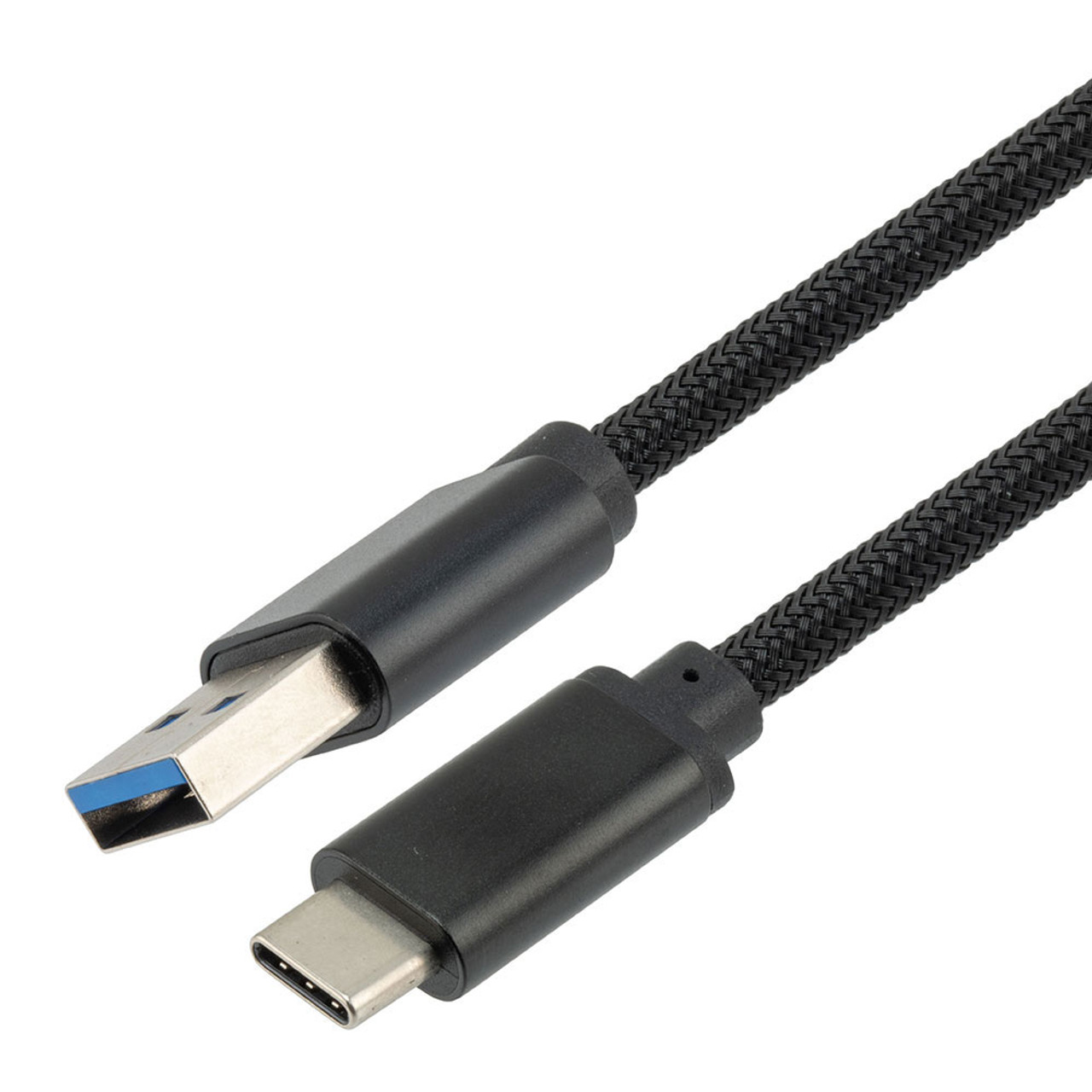 NavePoint USB A 3.0 Male to USB C 3.0 Male Cable, Aluminum Shell, Supports 5 Volts/2 Amps, 5 Gbps, Black Nylon Braid, 3M Length