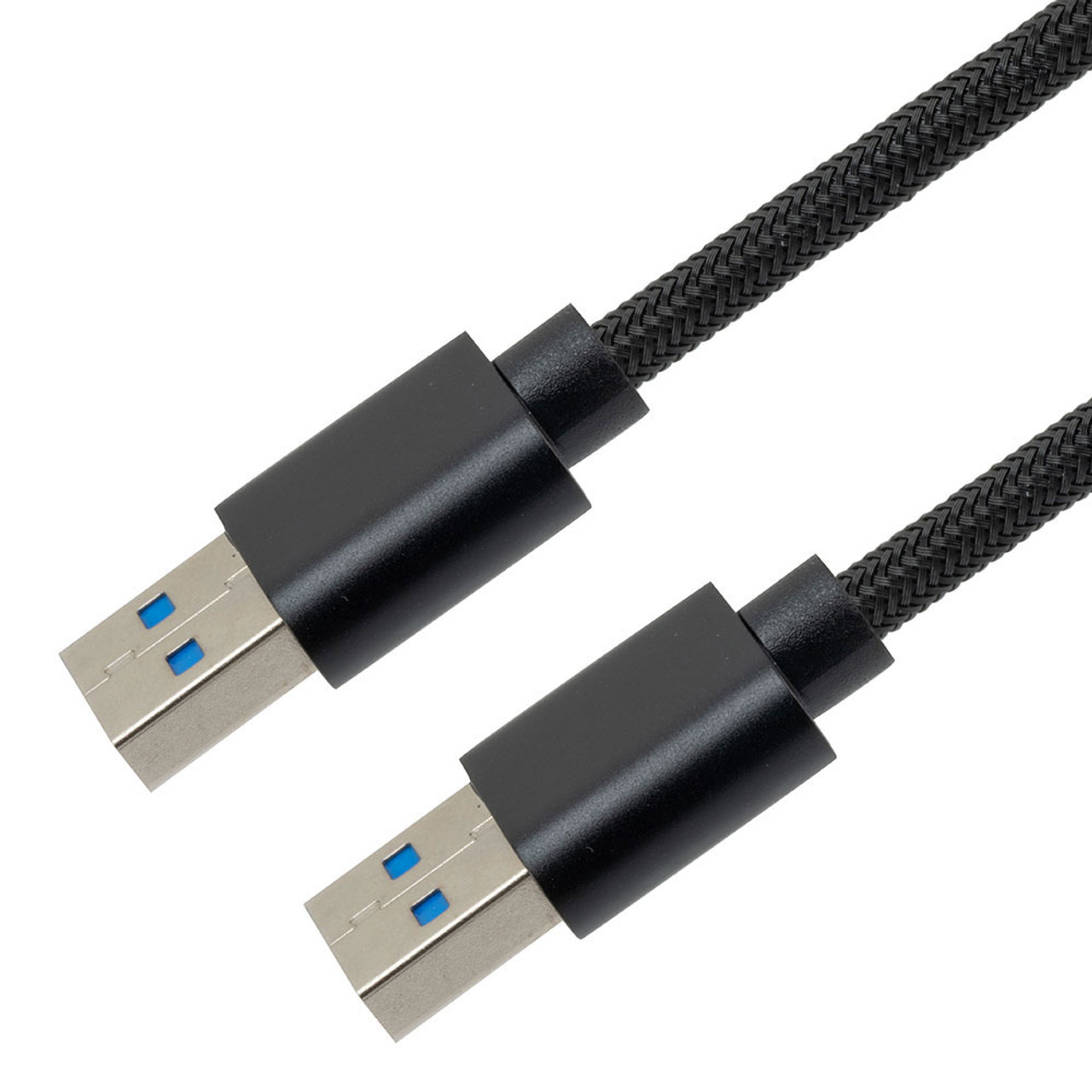 NavePoint USB A 3.0 Male to USB A 3.0 Male Cable, Aluminum Shell, Supports 5 Volts/2 Amps, 5 Gbps, Black Nylon Braid, 1M Length