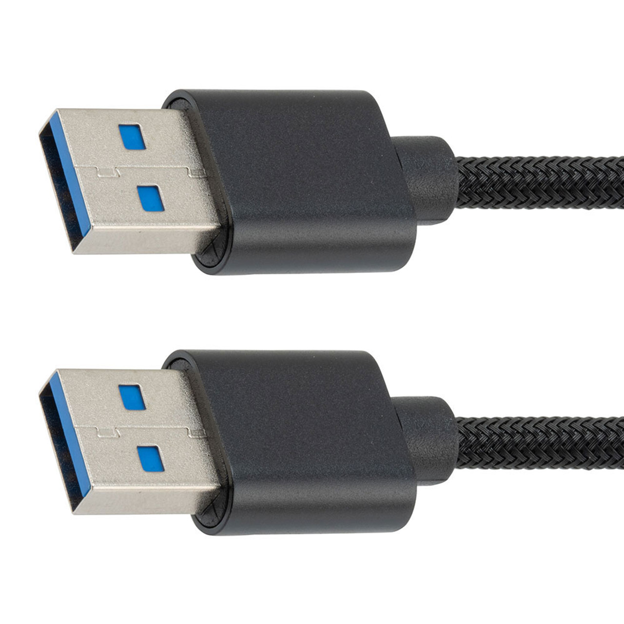 NavePoint USB A 3.0 Male to USB A 3.0 Male Cable, Aluminum Shell, Supports 5 Volts/2 Amps, 5 Gbps, Black Nylon Braid, 3M Length