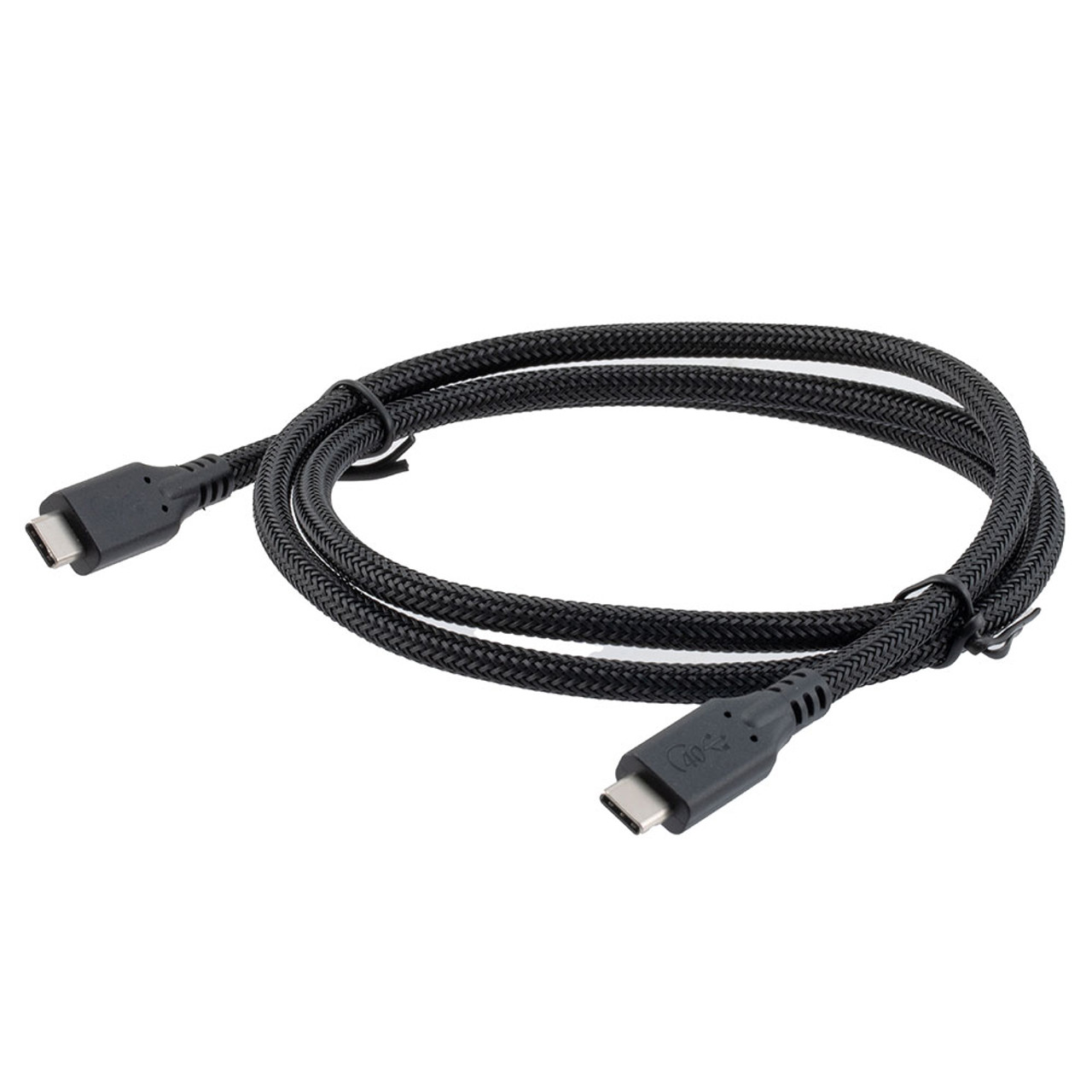 NavePoint USB C 4.0 Male to USB C 4.0 Male Cable, Molded PVC, Supports 20 Volts/240 Watts, 40 Gbps, Black Nylon Braid, 1M Length