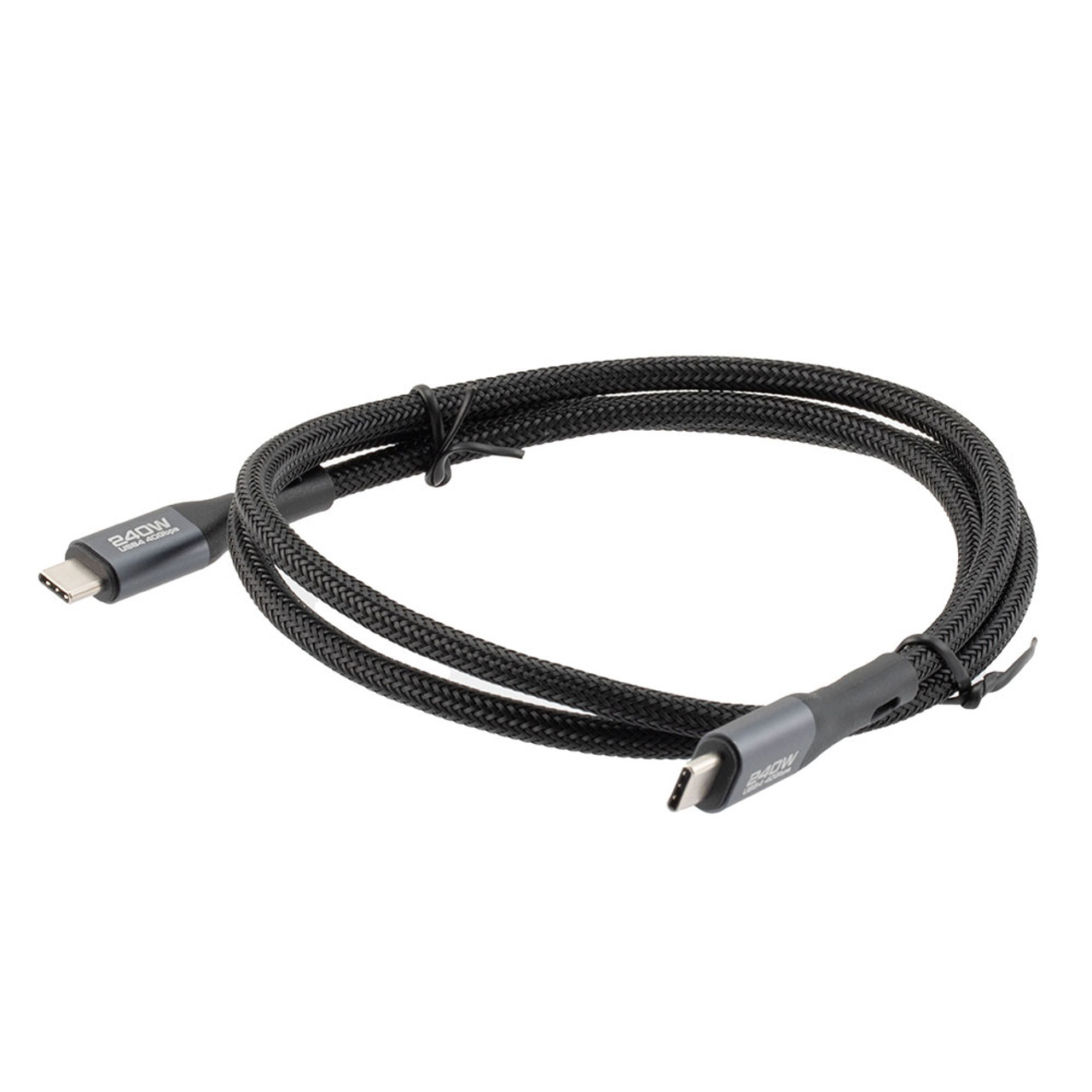 NavePoint USB C 4.0 Male to USB C 4.0 Male Cable, Metal, Supports 20 Volts/240 Watts, 40 Gbps, Black Nylon Braid, 1M Length