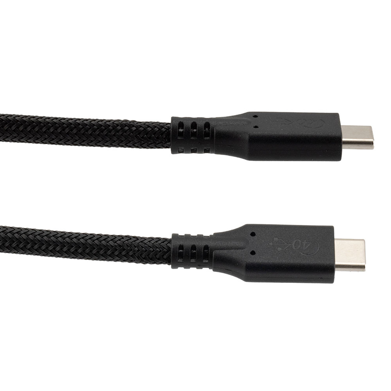 NavePoint USB C 4.0 Male to USB C 4.0 Male Cable, Molded PVC, Supports 5 Volts/100 Watts, 40 Gbps, Black Nylon Braid, 1M Length