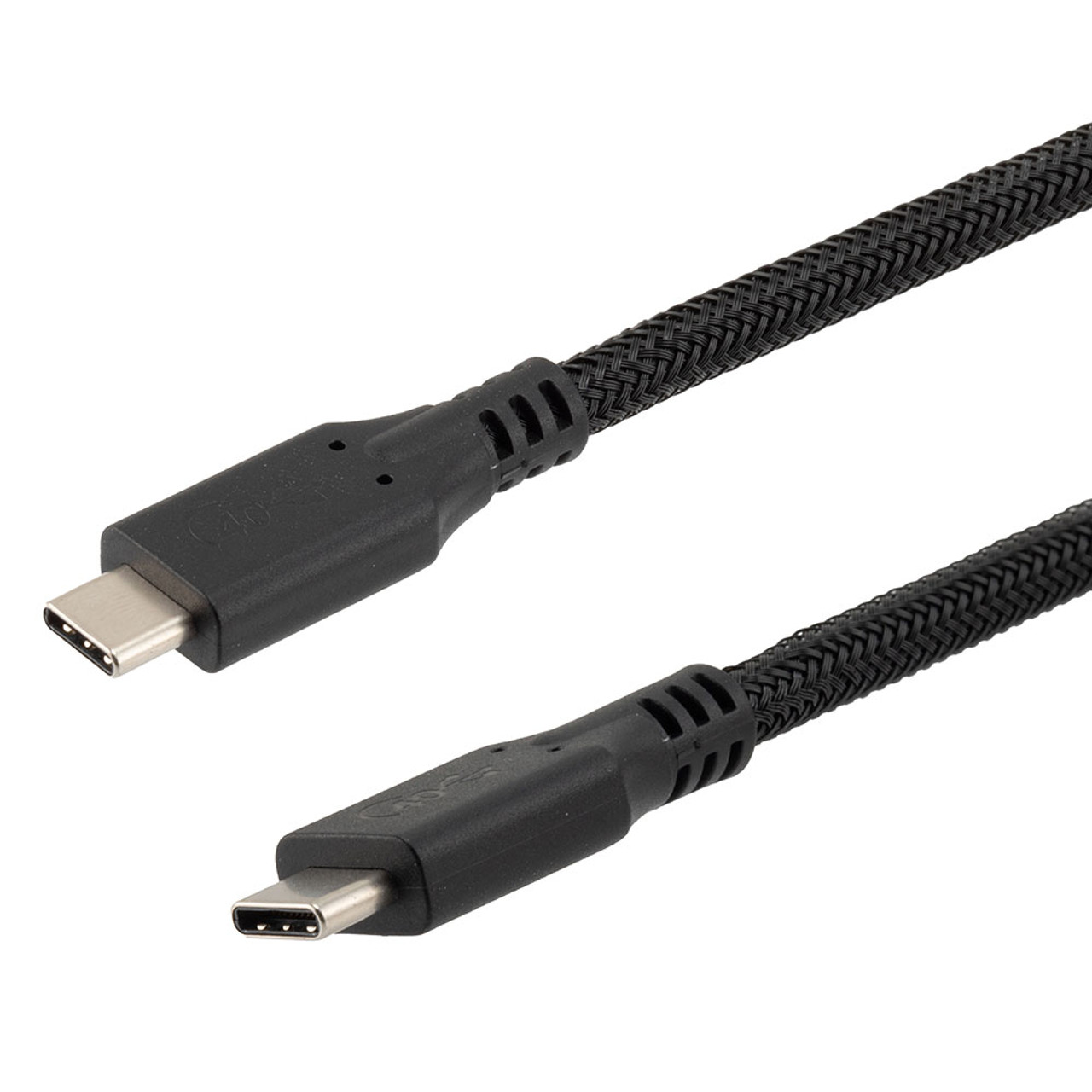 NavePoint USB C 4.0 Male to USB C 4.0 Male Cable, Molded PVC, Supports 5 Volts/100 Watts, 40 Gbps, Black Nylon Braid, 1M Length