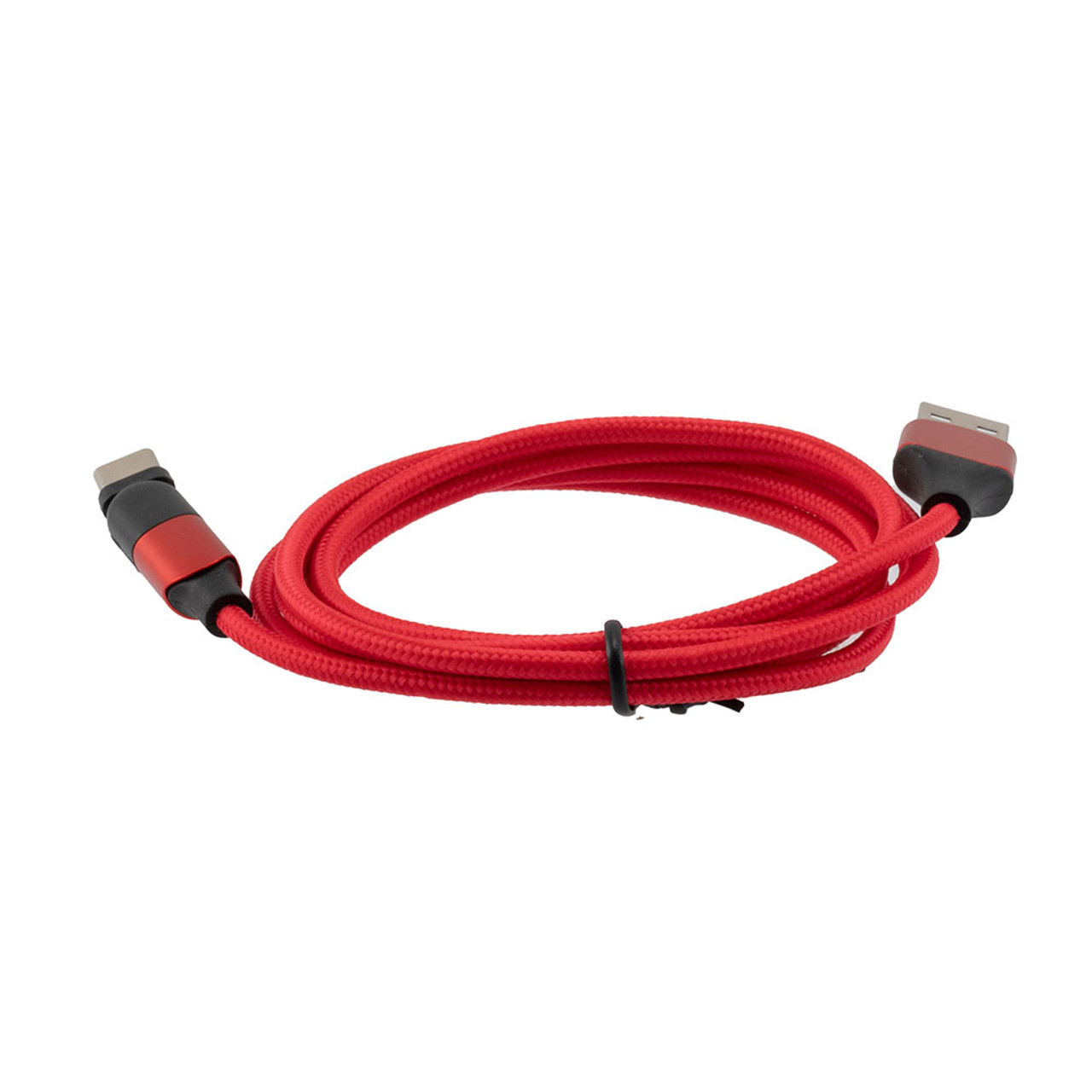 NavePoint USB 2.0 180-degree Rotating Head PVC Nylon Braided Cable, Red, USB A Male to USB C Micro Male, 2 Meter 