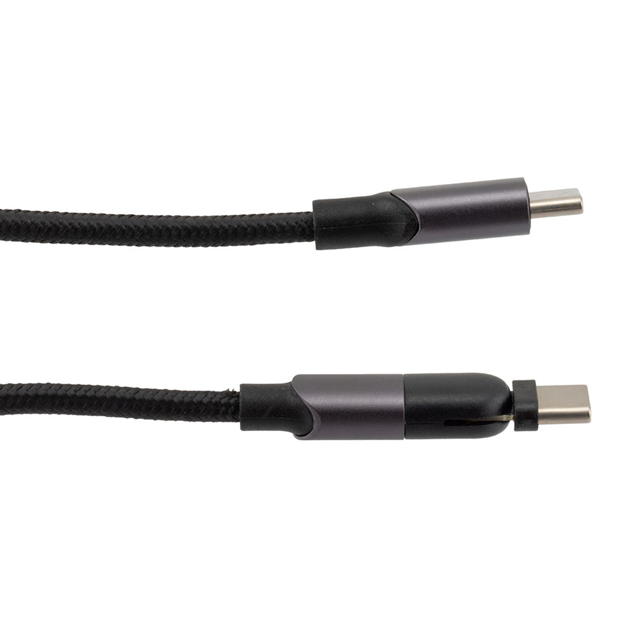 NavePoint 180-degree Rotating 100 Watt, PVC Nylon Braided, Grey, USB C Male to USB C Male, 2 Meter