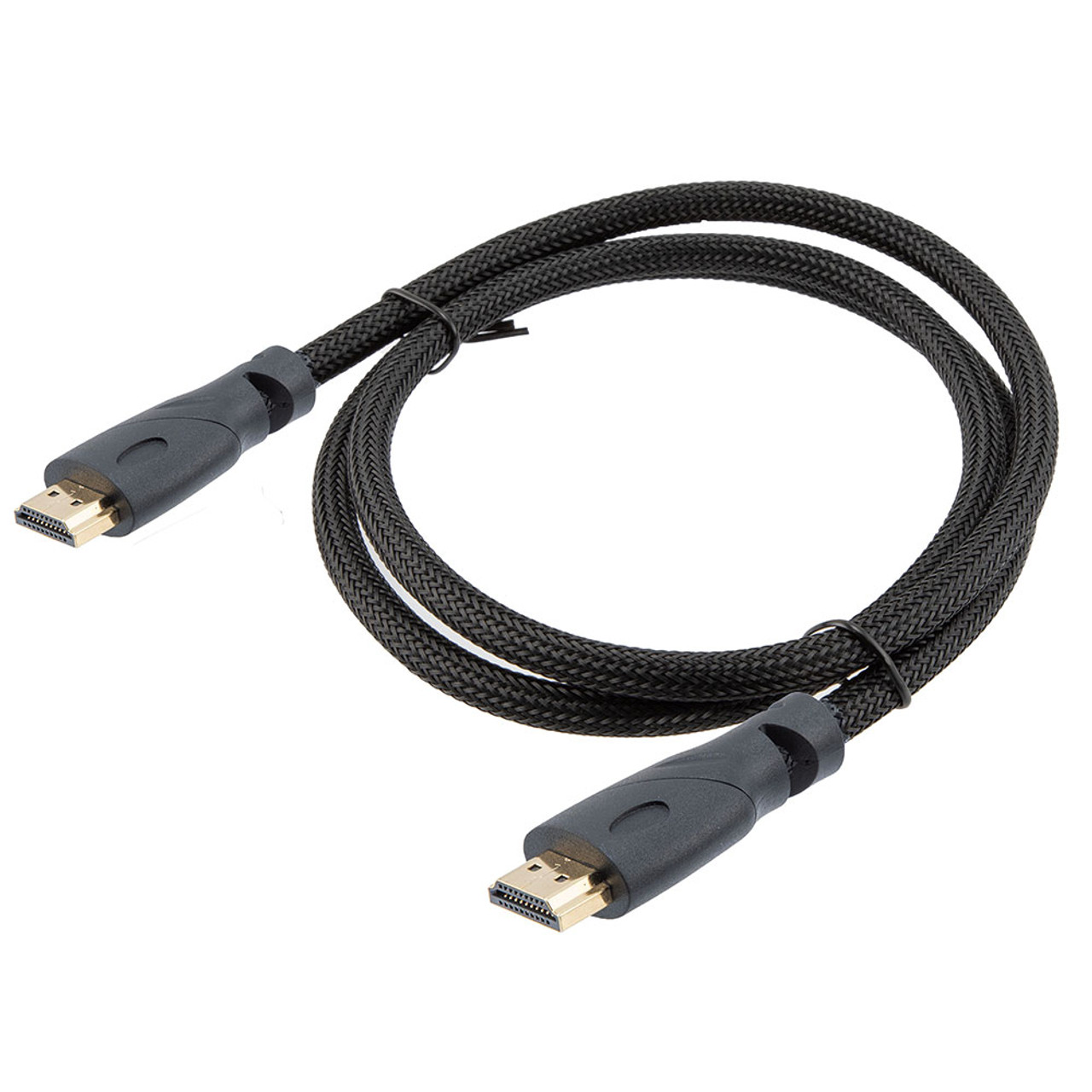 NavePoint HDMI 2.0 Male to Male Braided Cable, PVC with Nylon, Black, PVC shell, Supports 4K @ 60Hz, 1M 