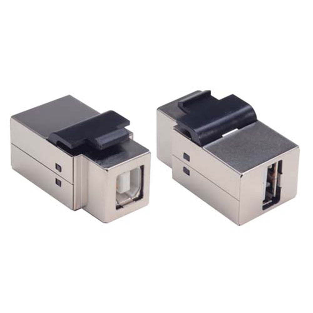 Shielded USB Keystone Style Coupler Type B Female to Type A Female