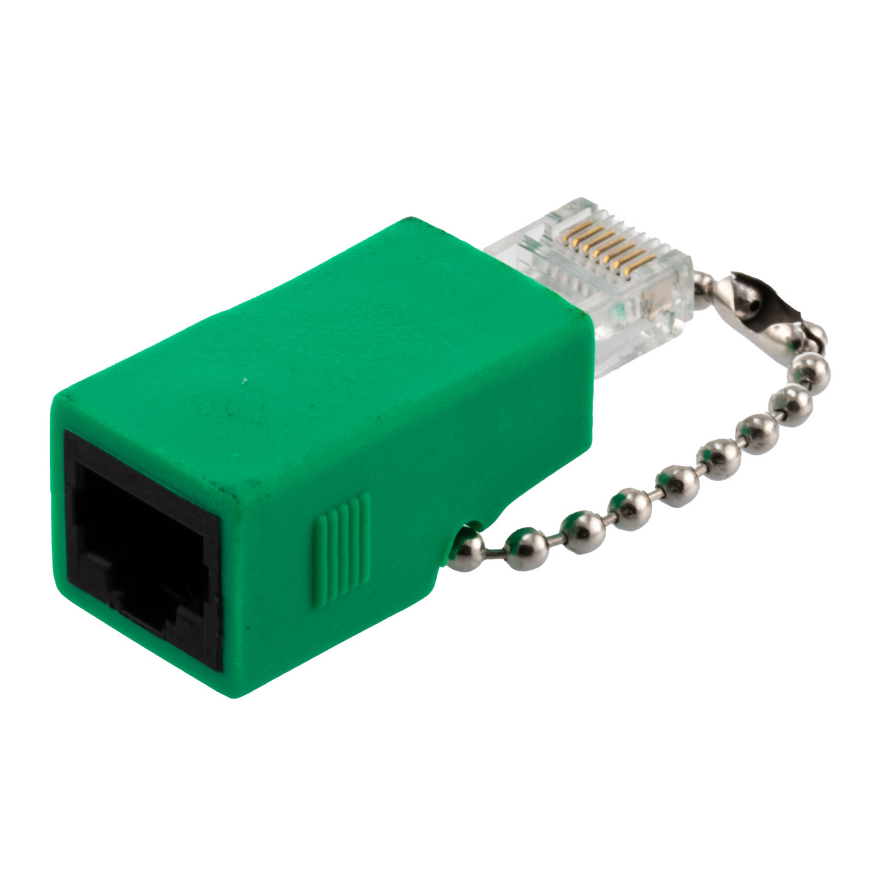 CAT5e Ethernet Crossover Adapter RJ48C Jack To RJ45 Male, Green