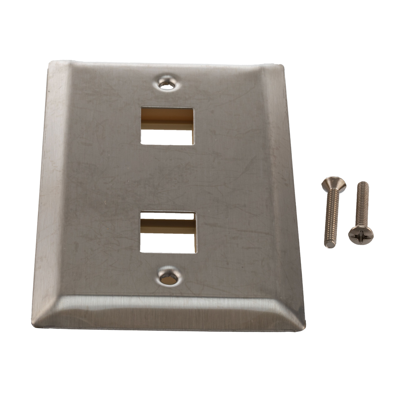 Stainless Steel Wall Plate with 2 Keystone Style Mount Opening