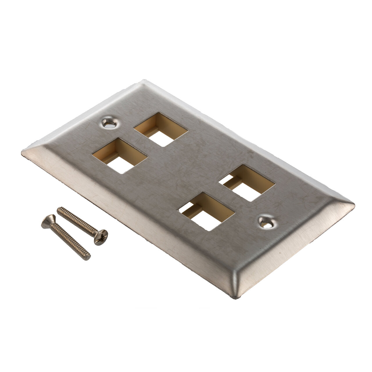 Stainless Steel Wall Plate with 4 Keystone Style Mount Opening