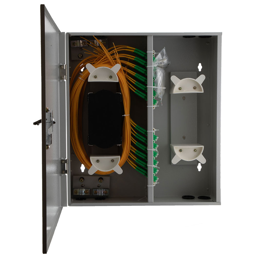 Fiber Optic Wall Mount Box 48 Ports with 48x LC/APC Duplex Adapter and 96x LC/APC Pigtails